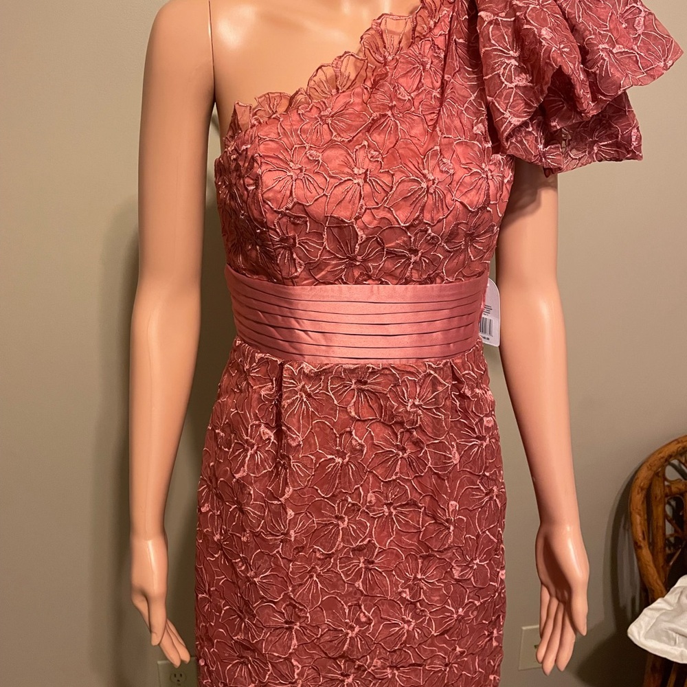 Jessica Simpson One-Shoulder Floral Textured Dress in Pink size 4, new